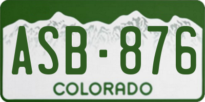 CO license plate ASB876