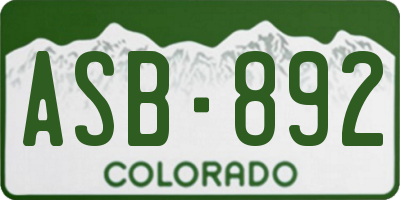 CO license plate ASB892