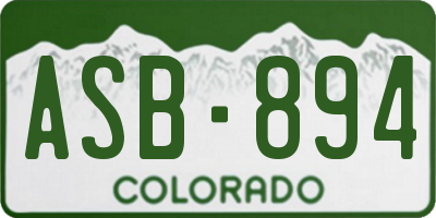 CO license plate ASB894