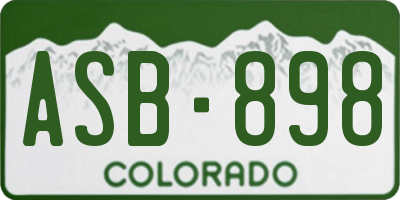 CO license plate ASB898