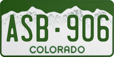 CO license plate ASB906