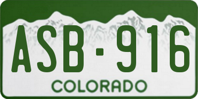 CO license plate ASB916