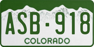 CO license plate ASB918