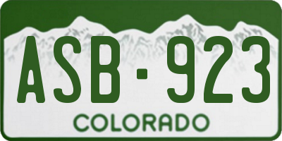 CO license plate ASB923