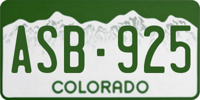 CO license plate ASB925