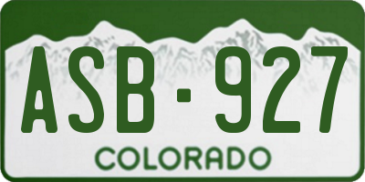 CO license plate ASB927