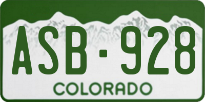 CO license plate ASB928