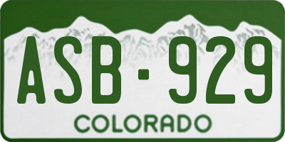 CO license plate ASB929