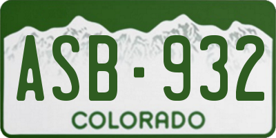 CO license plate ASB932