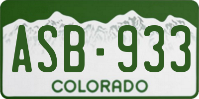 CO license plate ASB933