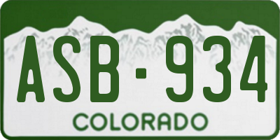 CO license plate ASB934
