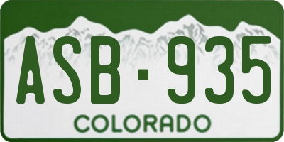 CO license plate ASB935