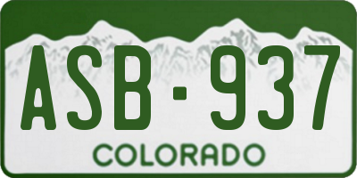CO license plate ASB937
