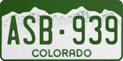 CO license plate ASB939