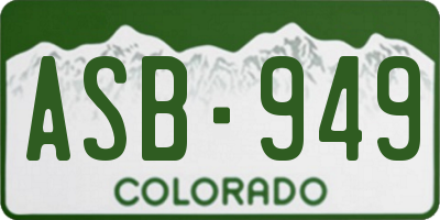 CO license plate ASB949