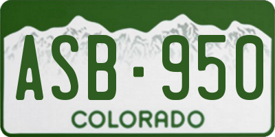 CO license plate ASB950