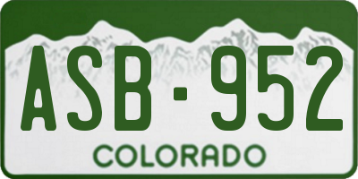 CO license plate ASB952