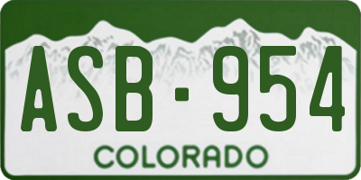 CO license plate ASB954