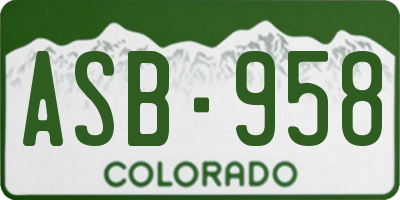 CO license plate ASB958