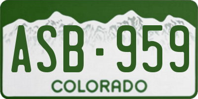 CO license plate ASB959
