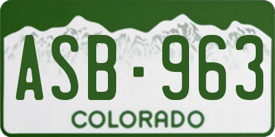 CO license plate ASB963