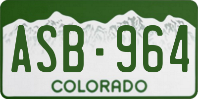CO license plate ASB964