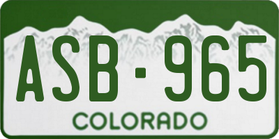 CO license plate ASB965