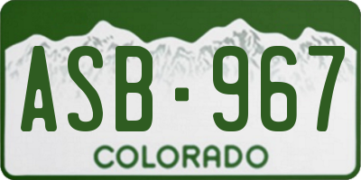 CO license plate ASB967