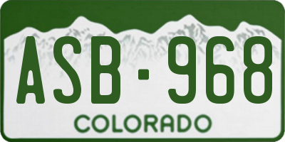 CO license plate ASB968