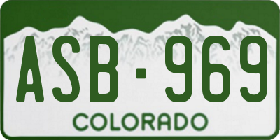 CO license plate ASB969
