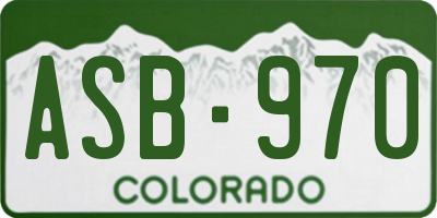 CO license plate ASB970