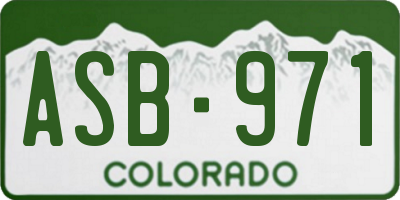 CO license plate ASB971