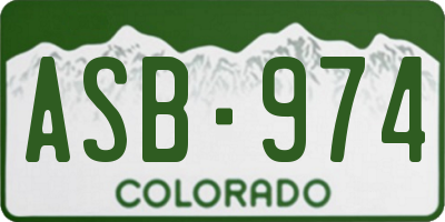 CO license plate ASB974