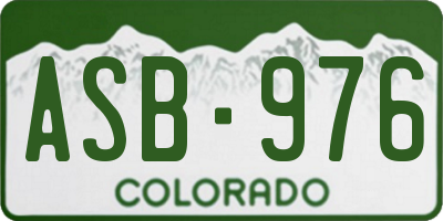 CO license plate ASB976