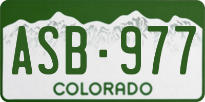 CO license plate ASB977