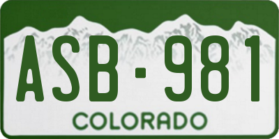 CO license plate ASB981