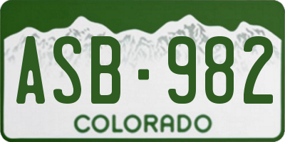 CO license plate ASB982