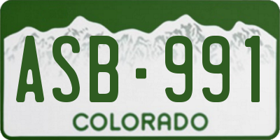 CO license plate ASB991