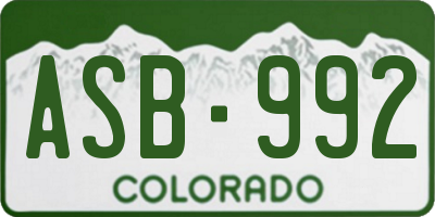 CO license plate ASB992