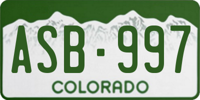 CO license plate ASB997