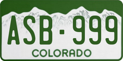 CO license plate ASB999