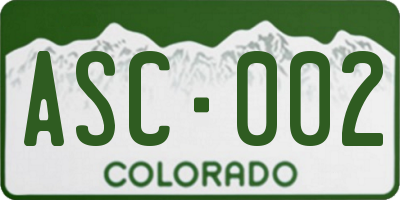 CO license plate ASC002