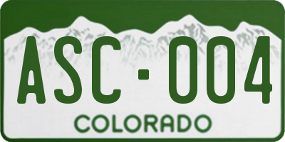 CO license plate ASC004