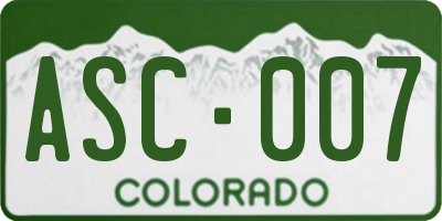 CO license plate ASC007