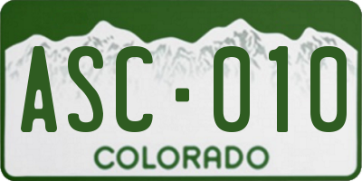 CO license plate ASC010