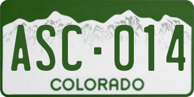 CO license plate ASC014