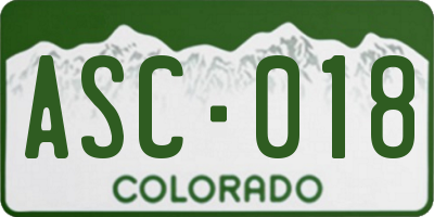 CO license plate ASC018