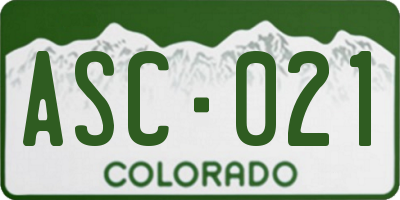 CO license plate ASC021