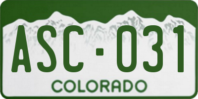 CO license plate ASC031