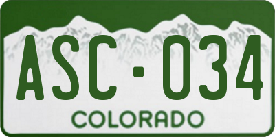 CO license plate ASC034